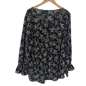 Talbots Floral Blouse Womens Size 2X Long Sleeve Tunic Shirt Loose Cottagecore